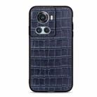 For OnePlus Ace Accurate Hole Crocodile Texture Genuine Leather Phone Case(Blue) - 1