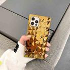 For iPhone 13 Pro Max Square Diamond Texture Electroplated TPU Phone Case (Gold) - 1