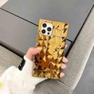 For iPhone 13 Square Diamond Texture Electroplated TPU Phone Case(Gold) - 1