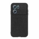 For OPPO K10 5G Accurate Hole Cross Texture Genuine Leather Phone Case(Black) - 1