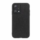 For OPPO Realme 9 Pro Accurate Hole Cross Texture Genuine Leather Phone Case(Black) - 1