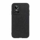 For OPPO Realme GT Neo 3 Accurate Hole Cross Texture Genuine Leather Phone Case(Black) - 1