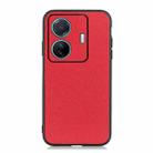 For vivo S15e Accurate Hole Cross Texture Genuine Leather Phone Case(Red) - 1