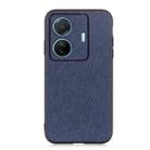 For vivo S15e Accurate Hole Cross Texture Genuine Leather Phone Case(Blue) - 1