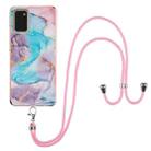 For Samsung Galaxy A03s 165.8mm Electroplating IMD TPU Phone Case with Lanyard(Blue Marble) - 1