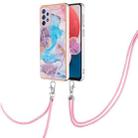 For Samsung Galaxy A13 4G Electroplating IMD TPU Phone Case with Lanyard(Blue Marble) - 1