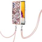 For Samsung Galaxy A53 5G Electroplating IMD TPU Phone Case with Lanyard(Pink Scales) - 1