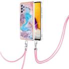 For Samsung Galaxy A53 5G Electroplating IMD TPU Phone Case with Lanyard(Blue Marble) - 1