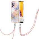 For Samsung Galaxy A33 5G Electroplating IMD TPU Phone Case with Lanyard(White Marble) - 1