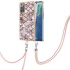 For Samsung Galaxy Note20 Electroplating IMD TPU Phone Case with Lanyard(Pink Scales) - 1