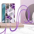 For Samsung Galaxy Note20 Electroplating IMD TPU Phone Case with Lanyard(Purple Flower) - 2