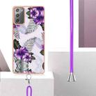 For Samsung Galaxy Note20 Electroplating IMD TPU Phone Case with Lanyard(Purple Flower) - 3