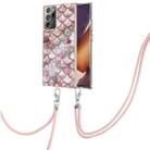 For Samsung Galaxy Note20 Ultra Electroplating IMD TPU Phone Case with Lanyard(Pink Scales) - 1