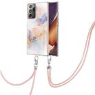 For Samsung Galaxy Note20 Ultra Electroplating IMD TPU Phone Case with Lanyard(White Marble) - 1