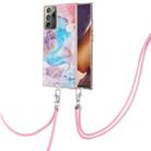 For Samsung Galaxy Note20 Ultra Electroplating IMD TPU Phone Case with Lanyard(Blue Marble) - 1