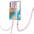 For Samsung Galaxy S22 5G Electroplating IMD TPU Phone Case with Lanyard(Dream Butterfly) - 1