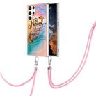 For Samsung Galaxy S22 Ultra 5G Electroplating IMD TPU Phone Case with Lanyard(Dream Butterfly) - 1