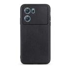 For OPPO K10 5G Accurate Hole Lambskin Texture Genuine Leather Phone Case(Black) - 1