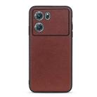 For OPPO K10 5G Accurate Hole Lambskin Texture Genuine Leather Phone Case(Brown) - 1