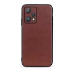 For OPPO Realme 9 Pro Accurate Hole Lambskin Texture Genuine Leather Phone Case(Brown) - 1