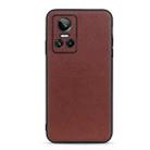 For OPPO Realme GT Neo 3 Accurate Hole Lambskin Texture Genuine Leather Phone Case(Brown) - 1