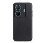 For vivo S15e Accurate Hole Lambskin Texture Genuine Leather Phone Case(Black) - 1