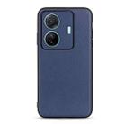 For vivo S15e Accurate Hole Lambskin Texture Genuine Leather Phone Case(Blue) - 1