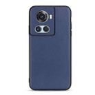 For OnePlus Ace Accurate Hole Lambskin Texture Genuine Leather Phone Case(Blue) - 1