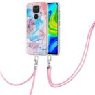 For Xiaomi Redmi Note 9 / Redmi 10X 4G Electroplating IMD TPU Phone Case with Lanyard(Blue Marble) - 1