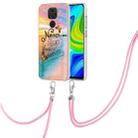 For Xiaomi Redmi Note 9 / Redmi 10X 4G Electroplating IMD TPU Phone Case with Lanyard(Dream Butterfly) - 1