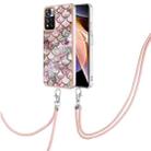 For Xiaomi Redmi Note 11 Pro China Electroplating IMD TPU Phone Case with Lanyard(Pink Scales) - 1