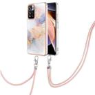 For Xiaomi Redmi Note 11 Pro China Electroplating IMD TPU Phone Case with Lanyard(White Marble) - 1