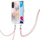 For Xiaomi Redmi Note 11S / Note 11 Global Electroplating IMD TPU Phone Case with Lanyard(White Marble) - 1