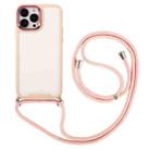 For iPhone 12 Pro Electroplating Hawkeye Phone Case with Lanyard(Pink) - 1