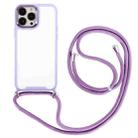 For iPhone 12 Pro Electroplating Hawkeye Phone Case with Lanyard(Purple) - 1