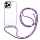 For iPhone 12 Pro Max Electroplating Hawkeye Phone Case with Lanyard(Purple) - 1