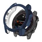 For Garmin Fenix 7X TPU Half-pack Hollowed Electroplating Watch Case(Midnight Blue) - 1