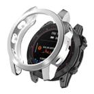 For Garmin Fenix 7X TPU Half-pack Hollowed Electroplating Watch Case(Silver) - 1