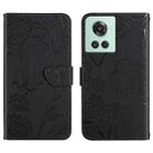 For OnePlus 10R/ACE Skin Feel Butterfly Peony Embossed Leather Phone Case(Black) - 1