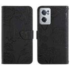 For OnePlus Nord CE 2 5G Skin Feel Butterfly Peony Embossed Leather Phone Case(Black) - 1