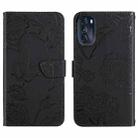 For Motorola Moto G 5G 2022 Skin Feel Butterfly Peony Embossed Leather Phone Case(Black) - 1