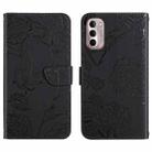 For Motorola Moto G Stylus 4G 2022 Skin Feel Butterfly Peony Embossed Leather Phone Case(Black) - 1