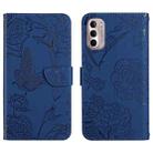 For Motorola Moto G Stylus 4G 2022 Skin Feel Butterfly Peony Embossed Leather Phone Case(Blue) - 1