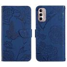 For Motorola Moto G Stylus 5G 2022 Skin Feel Butterfly Peony Embossed Leather Phone Case(Blue) - 1