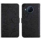 For Nokia X100 Skin Feel Butterfly Peony Embossed Leather Phone Case(Black) - 1