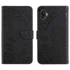 For Samsung Galaxy Xcover6 Pro Skin Feel Butterfly Peony Embossed Leather Phone Case(Black) - 1