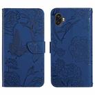 For Samsung Galaxy Xcover6 Pro Skin Feel Butterfly Peony Embossed Leather Phone Case(Blue) - 1