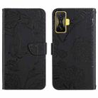 For Xiaomi Poco F4 GT Skin Feel Butterfly Peony Embossed Leather Phone Case(Black) - 1