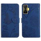 For Xiaomi Poco F4 GT Skin Feel Butterfly Peony Embossed Leather Phone Case(Blue) - 1