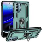 For Motorola Moto G 5G 2022 Shockproof TPU + PC Holder Phone Case(Dark Green) - 1